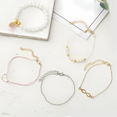 Infinity 5 Piece Bracelet Set 18K Gold Plated Bracelet ITALY Design
